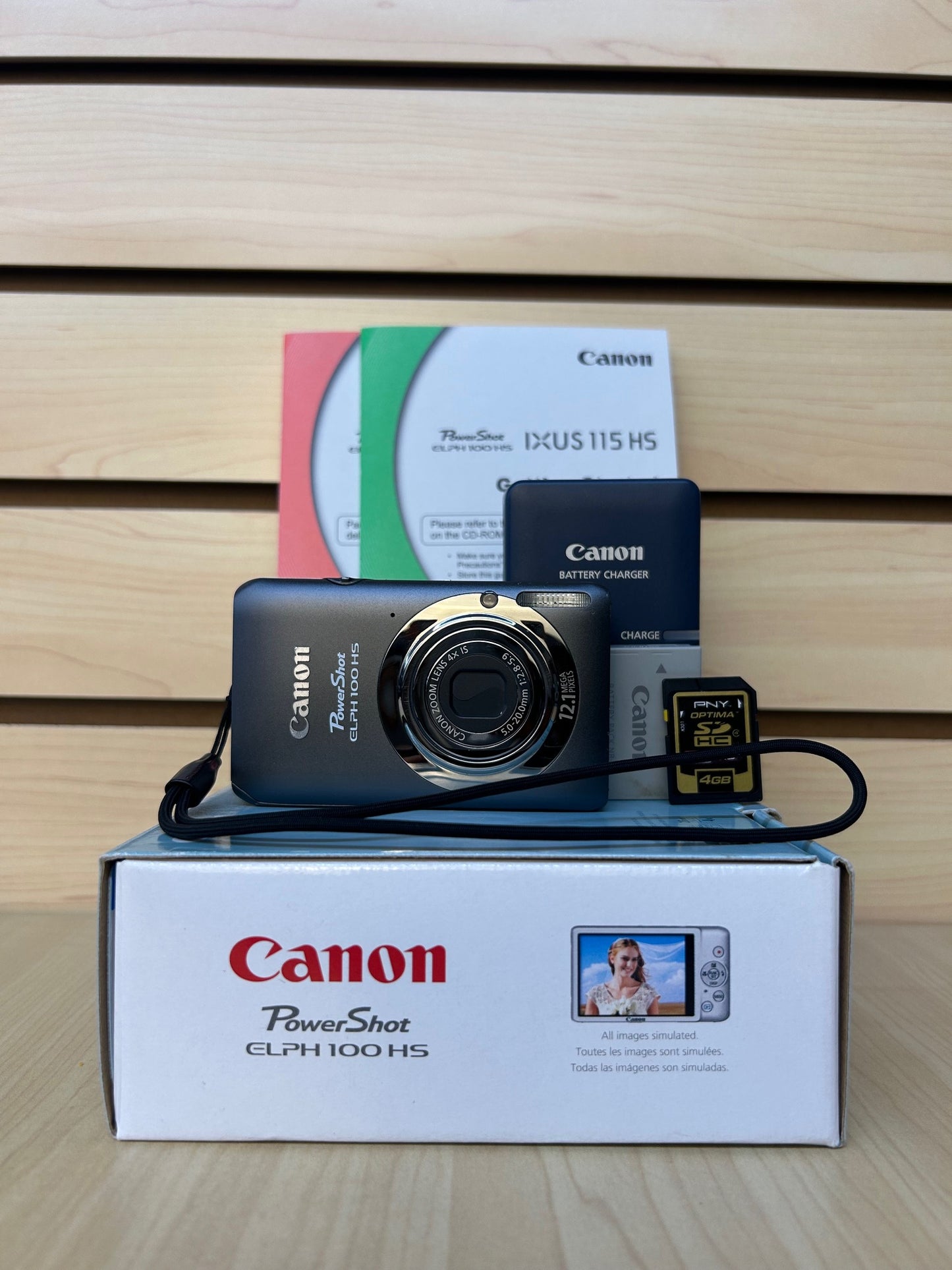 Used Canon PowerShot ELPH 100 HS Digital Camera Gray | 12.1MP | Tested & Fully Operational