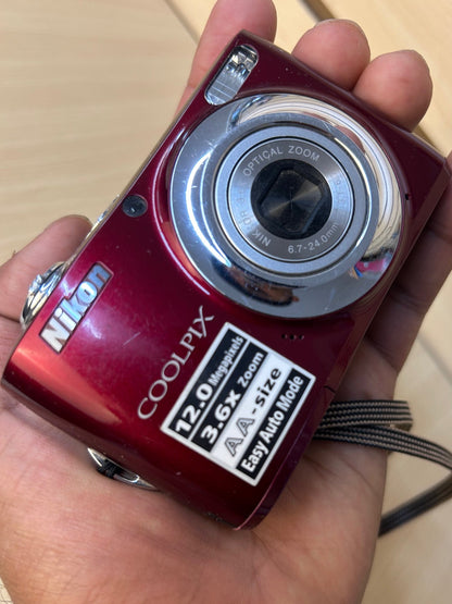 Used Nikon Coolpix L22 Digital Camera Red | 12MP | Tested & Fully Operational