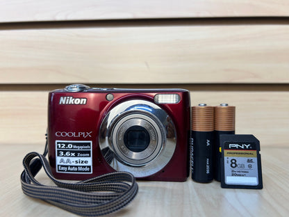 Used Nikon Coolpix L22 Digital Camera Red | 12MP | Tested & Fully Operational