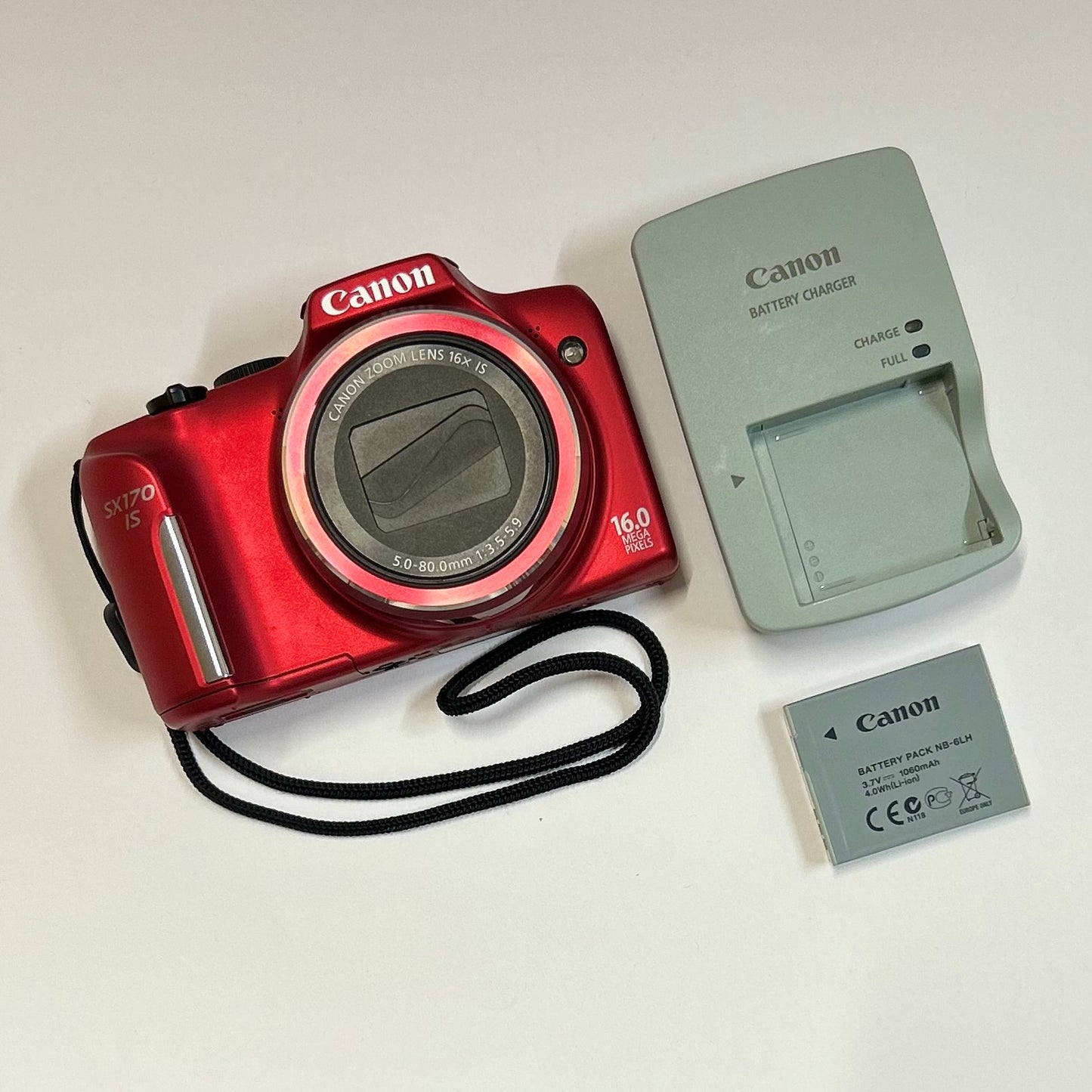 Used Canon PowerShot SX170 IS Digital Camera Red