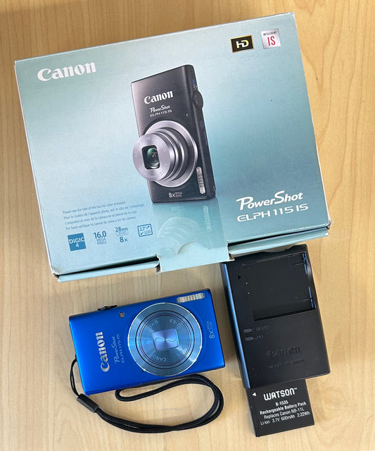 Used Canon PowerShot ELPH 115 IS Digital Camera Blue