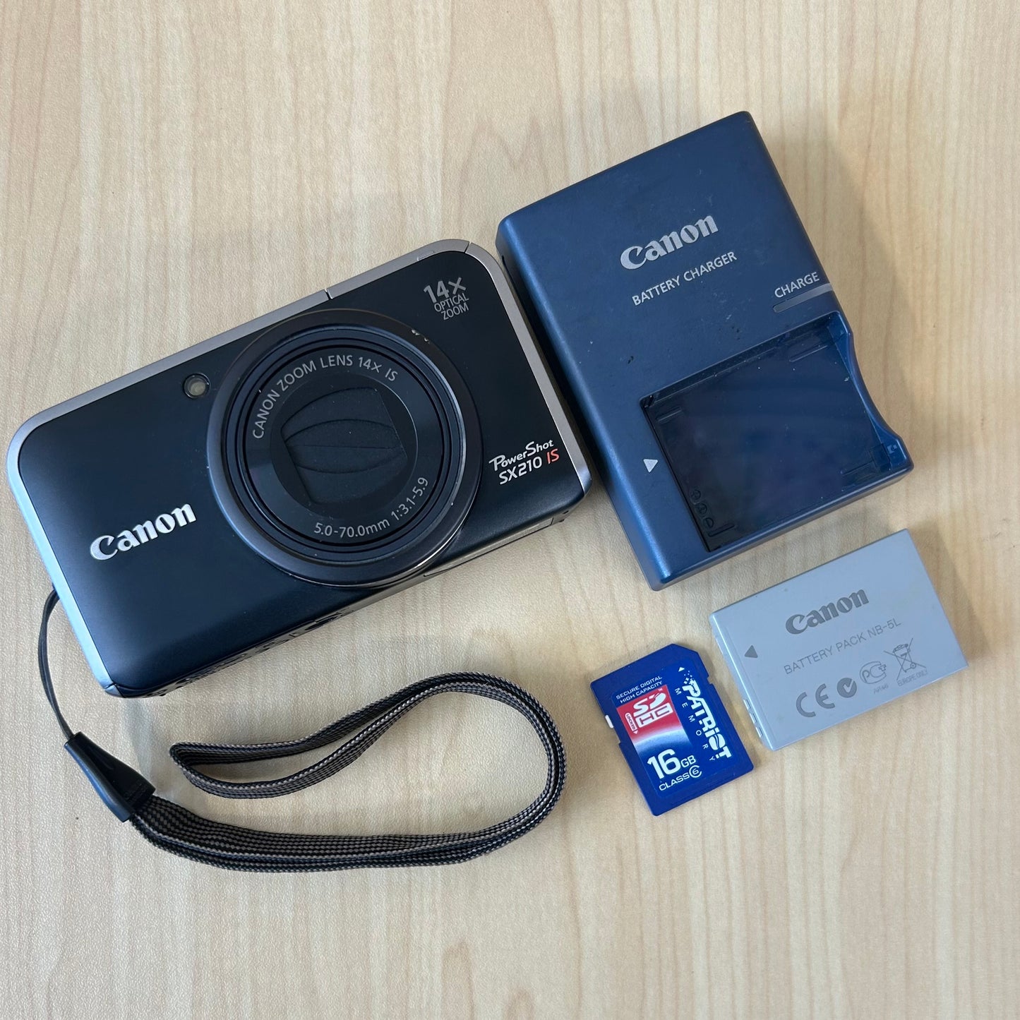 Used Canon PowerShot SX210 IS Digital Camera Black