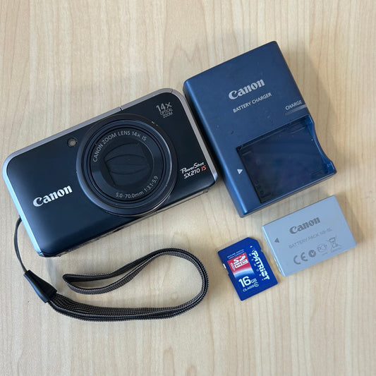 Used Canon PowerShot SX210 IS Digital Camera Black
