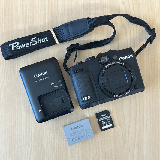 Used Canon PowerShot G16 Black Full HD 12.1MP 5x Zoom Wi-Fi  Digital Camera