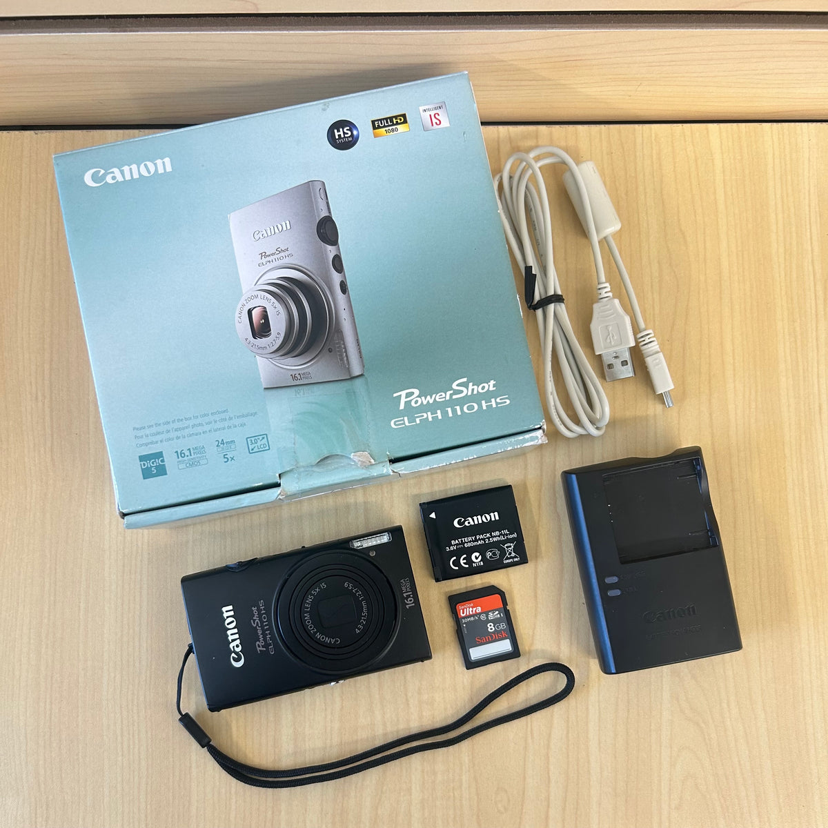 Used Canon PowerShot ELPH 110 HS Black Digital Camera